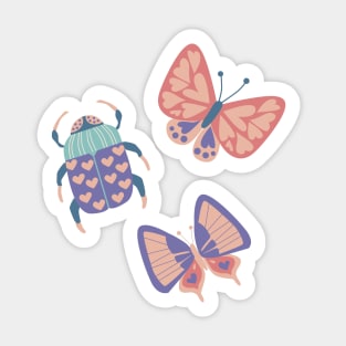 Love Bugs in Coral + Purple Sticker